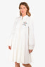 Gucci White Tennis Logo Embroidered Pleated Dress Size L