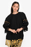 Fendi Black/Brown Silk Bell Sleeve Top Size 42