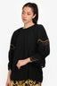 Fendi Black/Brown Silk Bell Sleeve Top Size 42