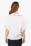 Miu Miu 2019 White Floral Embroidered Collar Button-Up Top Size 44