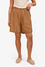 Toteme Brown Silk Embroidered Shorts Size 40