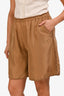 Toteme Brown Silk Embroidered Shorts Size 40