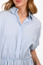 Maje Blue Striped Half Button-Up Midi Shirt Dress Size 40