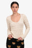 Frame Beige Smocked Long Sleeve Top Size M