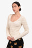 Frame Beige Smocked Long Sleeve Top Size M