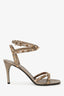 Valentino Metallic Brown/Gold Leather Rockstud Sandal Heels Size 39
