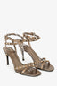 Valentino Metallic Brown/Gold Leather Rockstud Sandal Heels Size 39