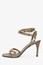 Valentino Metallic Brown/Gold Leather Rockstud Sandal Heels Size 39