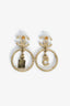Pre-Loved Chanel™ 2020 Gold Tone/Pearl Embellished No. 5 Drop Earrings