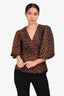 Ganni Leopard Puff Short Sleeve Top Size 36