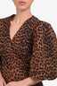 Ganni Leopard Puff Short Sleeve Top Size 36
