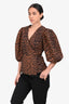 Ganni Leopard Puff Short Sleeve Top Size 36