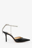 Jimmy Choo Black Patent Crystal Embellished 'Saeda' Pumps Size 36.5