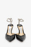 Jimmy Choo Black Patent Crystal Embellished 'Saeda' Pumps Size 36.5