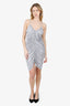 Norma Kamali Silver Metallic Ruched Diana Mini Dress Size S