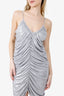 Norma Kamali Silver Metallic Ruched Diana Mini Dress Size S
