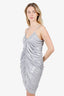 Norma Kamali Silver Metallic Ruched Diana Mini Dress Size S