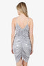 Norma Kamali Silver Metallic Ruched Diana Mini Dress Size S