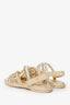 Pre-Loved Chanel™ 2022 Beige Leather Interlocking Logo Strap Sandals Size 37.5