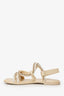 Pre-Loved Chanel™ 2022 Beige Leather Interlocking Logo Strap Sandals Size 37.5
