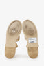 Pre-Loved Chanel™ 2022 Beige Leather Interlocking Logo Strap Sandals Size 37.5
