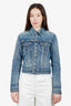 Saint Laurent Blue Denim Distressed Button Down Jacket Size XS