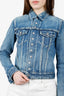 Saint Laurent Blue Denim Distressed Button Down Jacket Size XS