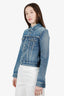 Saint Laurent Blue Denim Distressed Button Down Jacket Size XS