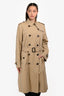 Burberry Beige The Kensington Heritage Long Trench Coat Size 14 US