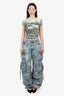 The Attico Blue Acid Wash Cargo Jeans Size 27 (As Is)