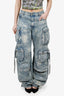 The Attico Blue Acid Wash Cargo Jeans Size 27 (As Is)