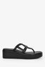 Hermès Black Leather Platform Sandals Size 38