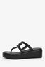 Hermès Black Leather Platform Sandals Size 38