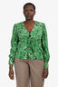 Veronica Beard Green Floral Silk Blend Tie Front Long Sleeve Blouse Size 6