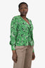 Veronica Beard Green Floral Silk Blend Tie Front Long Sleeve Blouse Size 6