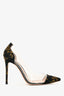 Gianvito Rossi Black/Gold Floral Satin Brocade PVC Pumps Size 38