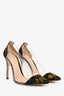 Gianvito Rossi Black/Gold Floral Satin Brocade PVC Pumps Size 38