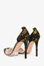 Gianvito Rossi Black/Gold Floral Satin Brocade PVC Pumps Size 38