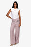 Maje Pink/White Tweed Button Detail Pants Size 38