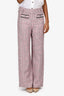 Maje Pink/White Tweed Button Detail Pants Size 38