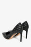 Valentino Black Leather Quilted Pattern Spike Pumps Size 36.5