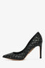Valentino Black Leather Quilted Pattern Spike Pumps Size 36.5