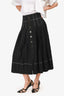 Ulla Johnson Black Pleated Buttoned Midi Skirt Size 10