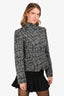 Valentino Vintage Grey/Black Wool Patterned Jacket Size 44