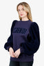 Fendi Purple Logo Print Corduroy Long Sleeve Sweatshirt Size XL