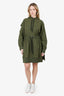 Fendi Green Relief Logo Drawstring Mesh Dress Size XL