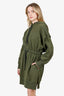 Fendi Green Relief Logo Drawstring Mesh Dress Size XL