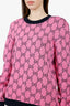 Gucci Pink/Black Wool GG Logo Jacquard Sweater Size M