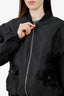 Sandro Black Satin Zip-up Padded Bomber Jacket Size 2