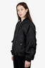 Sandro Black Satin Zip-up Padded Bomber Jacket Size 2